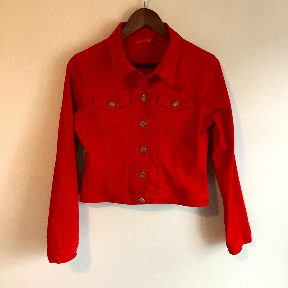 Apple Bottoms Red Denim Jacket Size Med